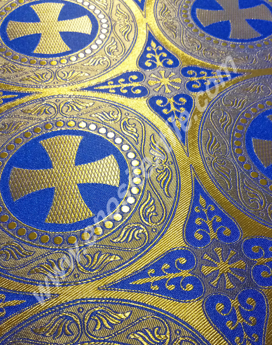 KL-022 Blue-Gold Brocade Fabrics